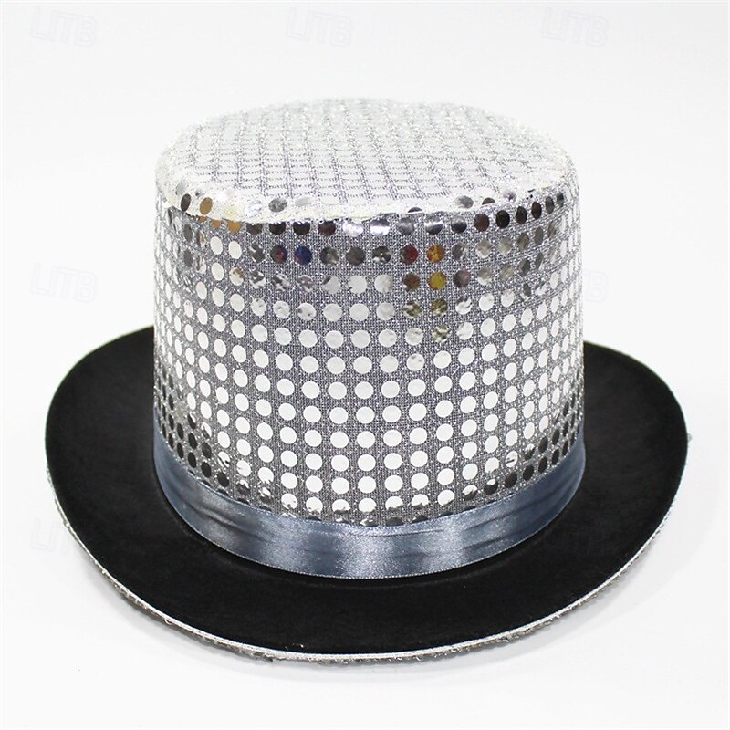 Men's Kentucky Derby Hat Sun Hat Party Hat Sillver Gray Black Polyester Sequins Fashion Casual Daily Saint Patrick Day Solid Color Sunscreen Breathable4