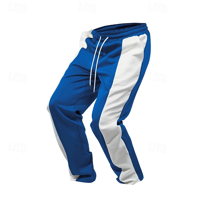 Men's Athletic Pants Sweatpants Trousers Pocket Drawstring Elastic Waist Color Block Comfort Sports Outdoor Daily Fashion Casual Black Blue Micro-elastic4