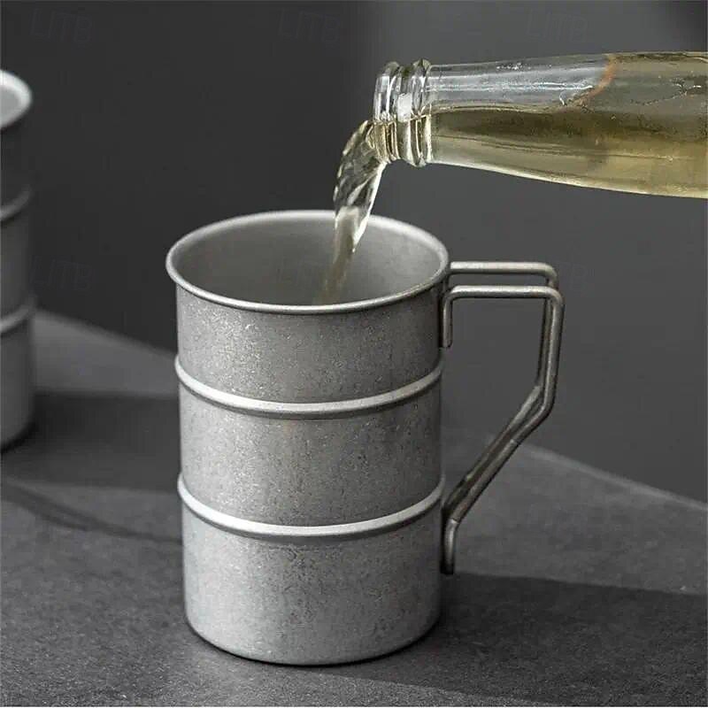 Stainless Steel Outdoor Camping Cup Portable Foldable Handle Retro Beer Cups Coffee Water Mugs Picnic Travel Drinkware4