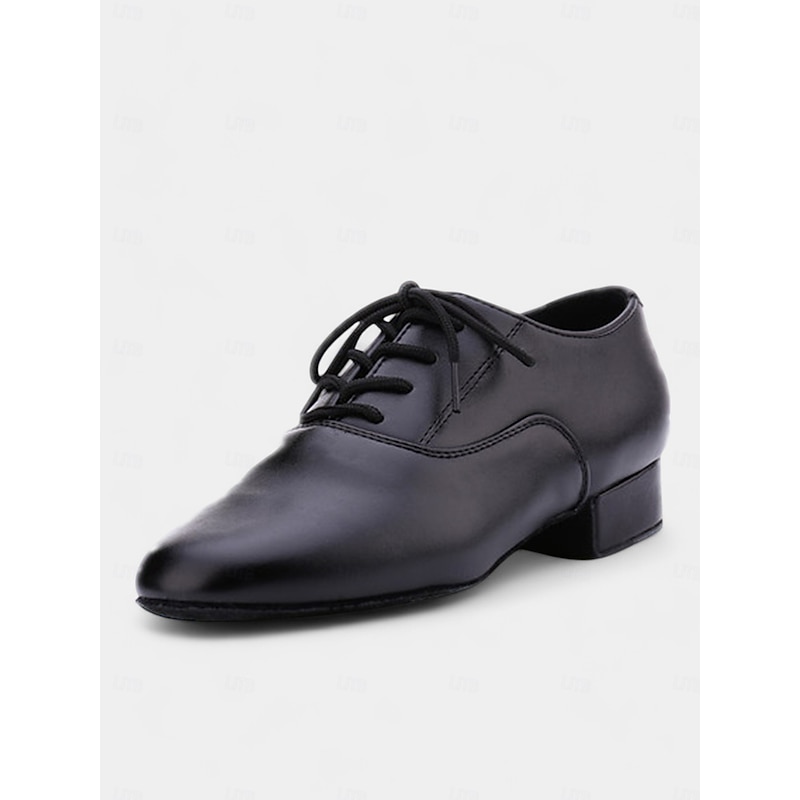 Men's Black Lace-Up Ballroom Dance Shoes - Comfortable Leather Design for Professional Performances and Formal Events2