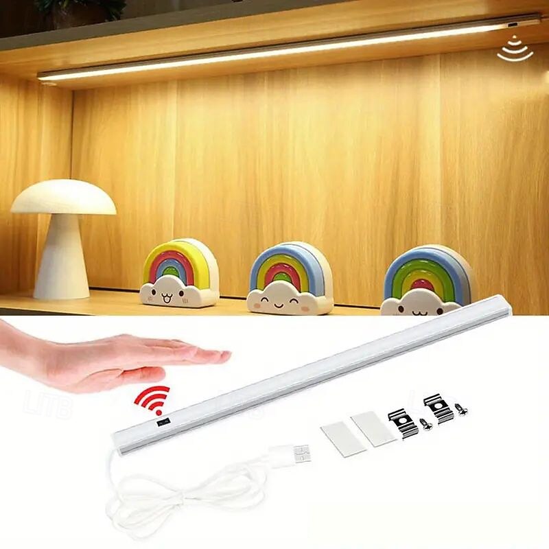 2 PACK Under Cabinet Lighting, USB Cabinet Lights, Smart LED Kitchen Light, Hand Sweep Sensor Light, High Brightness Backlight for Cabinet Wardrobe Drawer Sensor Light 30/40cm