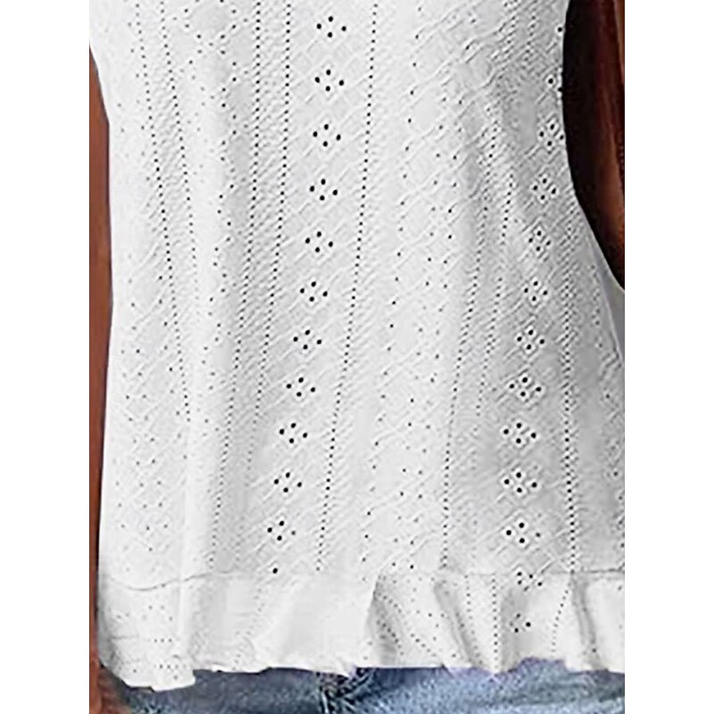 Women's Camisole Tank Top Solid Color Stylish Casual Sleeveless Halter Neck Regular Tops Daily Eyelet Black White Sky Blue Summer3