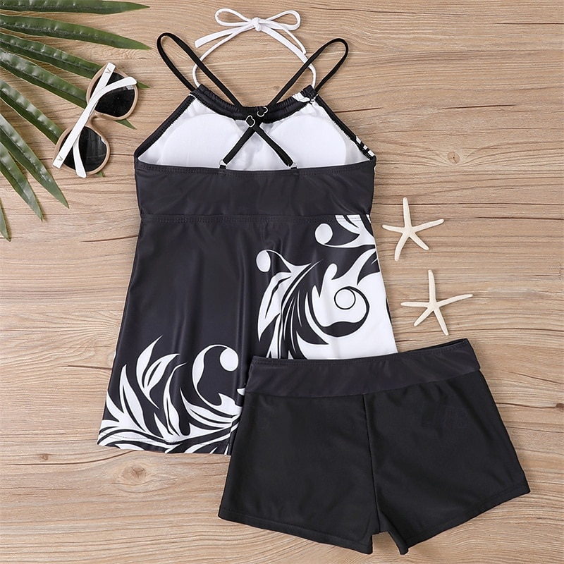 Women's Tankini Two Piece Swimsuit Backless Criss Cross Swimwear Swimwear Black Blue Breathable Quick Dry Lightweight Sleeveless - Swimming Surfing Beach Summer Spring3