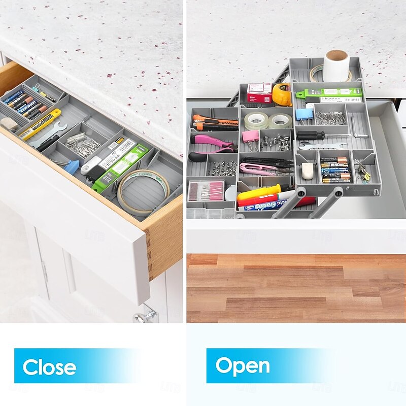 Multi-Level Smart Drawer Organizer, 3-Tier Expandable Desk Drawer Organizer, Folding Storage Tray for Office, Home, Kitchen, Makeup, Jewelry, Junk Drawer Organization2