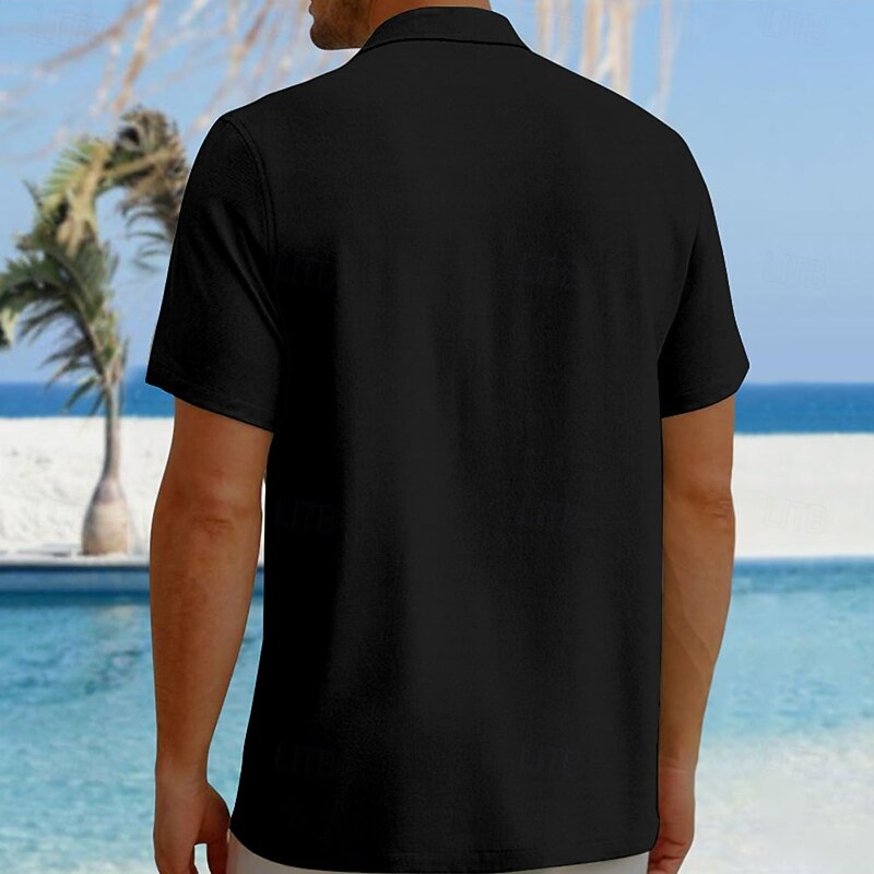 Men's Boardmasters Heart Musical Notes Shirt Button Up Shirt Short Sleeve Fashion Casual Gift Holiday Festival Summer Spring Turndown 3D Print Collared Shirts Black2