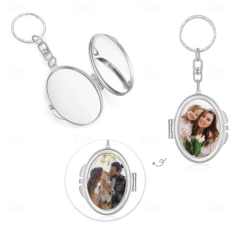 Personalized Double-Sided Oval Mirror Custom Best Gift for Mom - Customizable with Photos on Both Sides, Portable and Stylish, Perfect Gift for Girlfriend or Wife