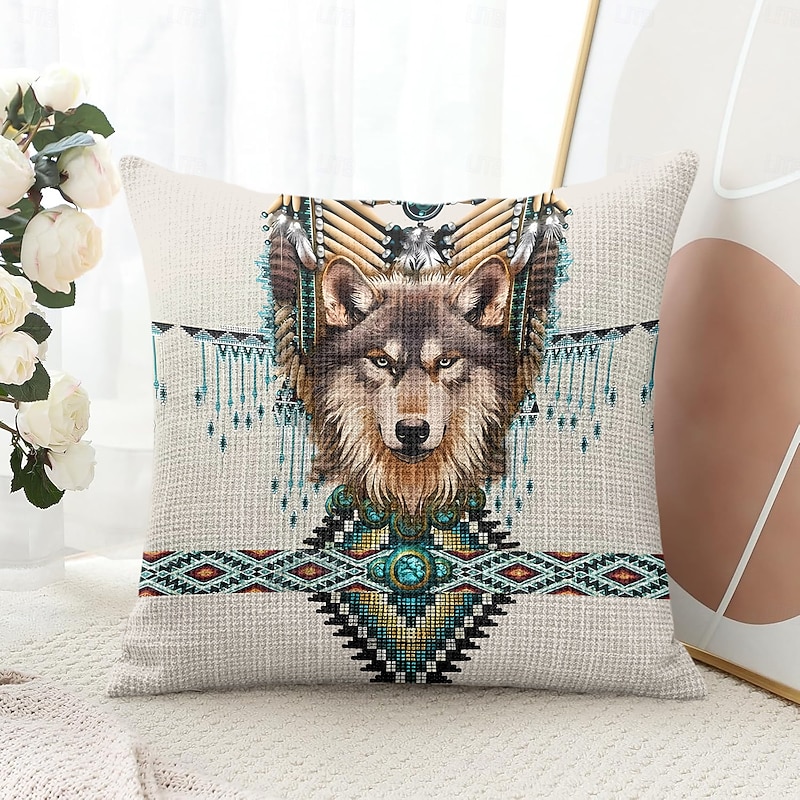Vintage Tribal Decorative Toss Pillows Cover 1PC Soft Square Couch Cushion Case Pillowcase for Bedroom Livingroom Sofa Chair4