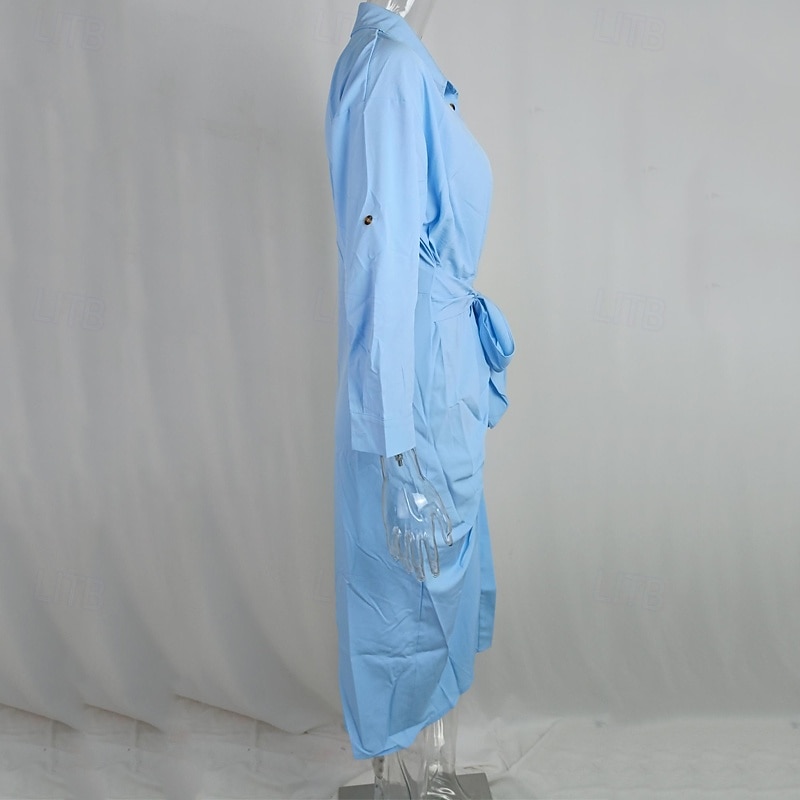 Women's Long Dress Maxi Dress Shirt Dress Casual Dress Summer Dress Stylish Casual Vacation Daily Date Regular Fit Color Block Long Sleeve Lapel White Yellow Sky Blue Khaki Summer Spring4