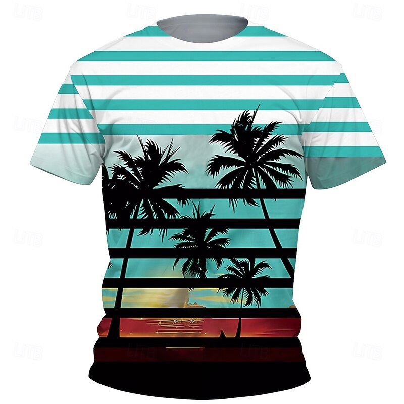 Boys 3D Graphic Coconut Tree T shirt Tee Short Sleeve Summer Spring Fashion Basic Kids 4-12 Years Crew Neck Outdoor Casual Daily Regular Fit2