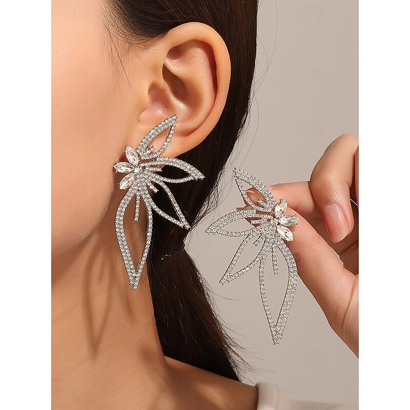 Crystal Butterfly Statement Earrings with Rhinestone Detailing, Elegant Dangle Earrings for Women, Perfect for Weddings, Parties, and Formal Events3