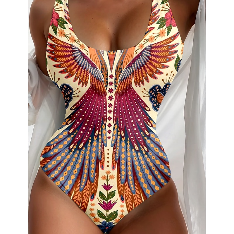 Women's Swimsuits One Piece Swimsuit Beach Wear Summer Graphic Paisley Sleeveless Bathing Suits4