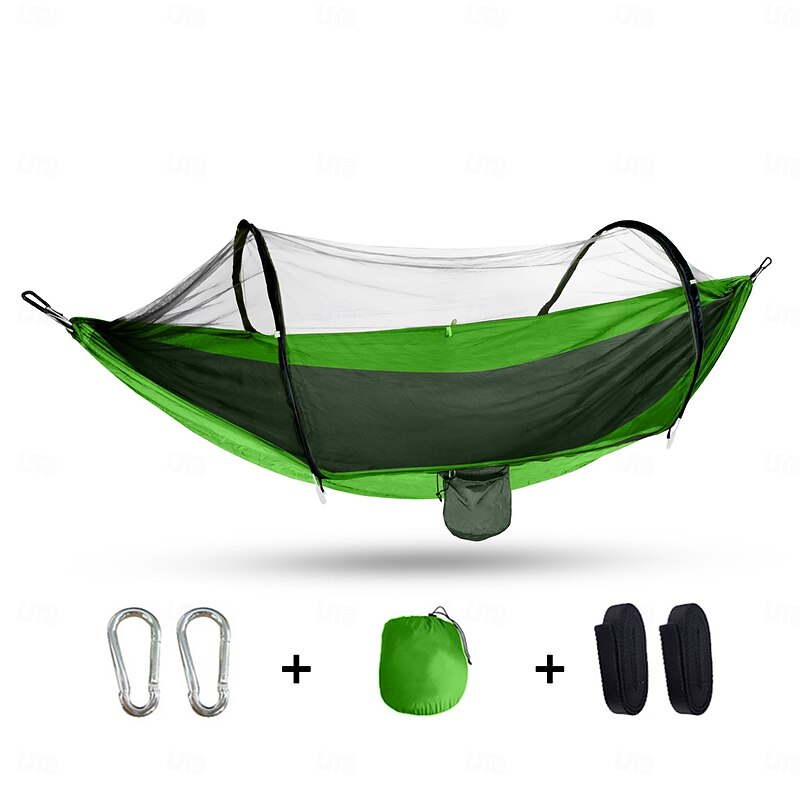 Camping Hammock, Portable Double Hammock with Net, 2 Person Hammock Tent with 2 Straps, Best for Outdoor Hiking Survival Travel4