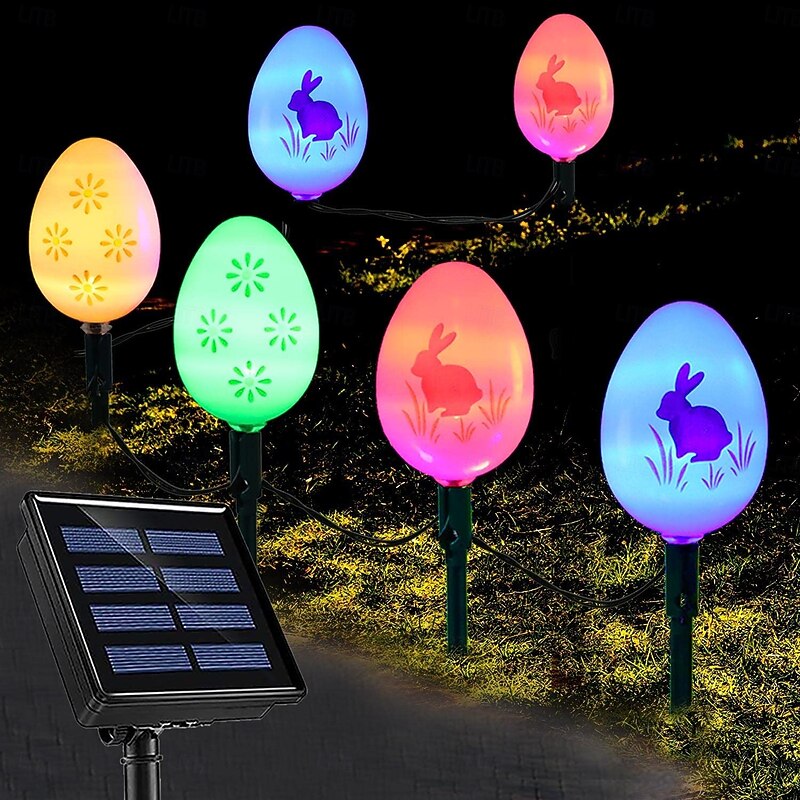 5M Solar Easter Resurrection Egg Ground Plug-In Light String - 20 LEDs for Courtyard, Garden & Lawn Festival Decoration3