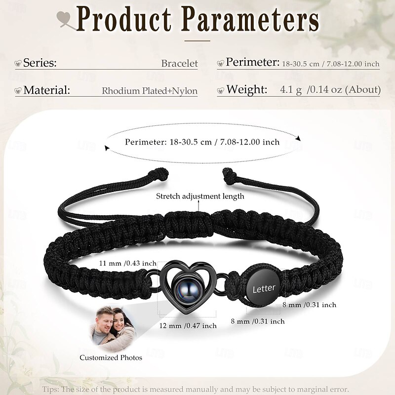 Personalized Photo Projection Bracelet Custom Best Gift for Mom Wedding Gift for Lovers with Customizable Photo & Letter Inlay2