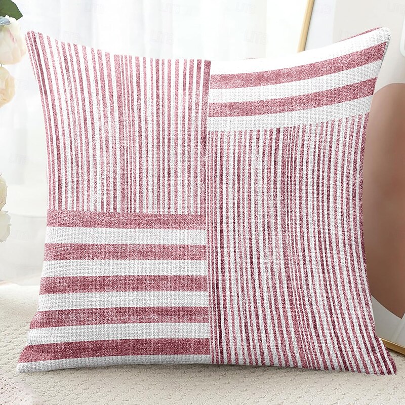Strips Decorative Toss Pillows Cover 1PC Soft Square Couch Cushion Case Pillowcase for Bedroom Livingroom Sofa Chair Pink Blue Grey2