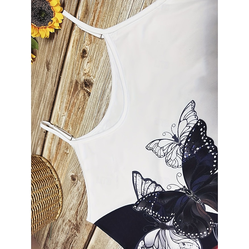 Women's Midi Dress Casual Dress A Line Dress Summer Dress Slip Dress Stylish Casual Vacation Daily Regular Fit Butterfly Sleeveless U Neck Black Summer3