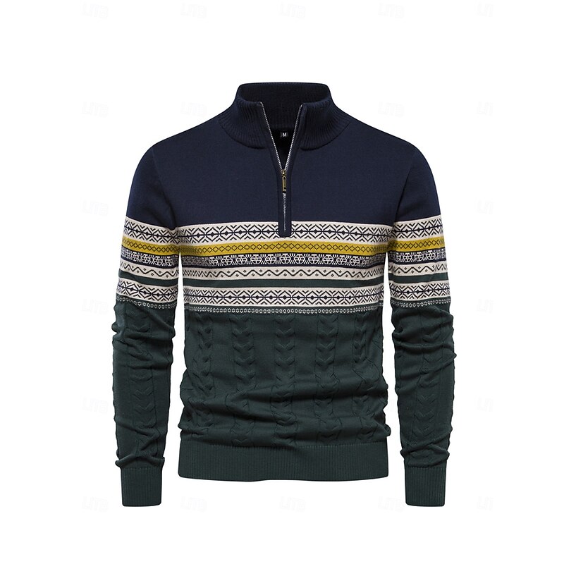 Men's Sweater White Dark Navy Navy Blue Long Sleeve Top Golf Attire Clothes Outfits Wear Apparel4