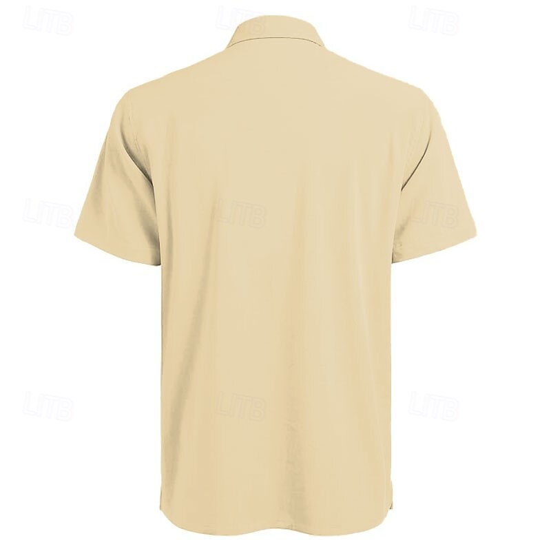 Men's Monkey Shirt Button Up Shirt Short Sleeve Funny Summer Spring Turndown Button Up Beige2