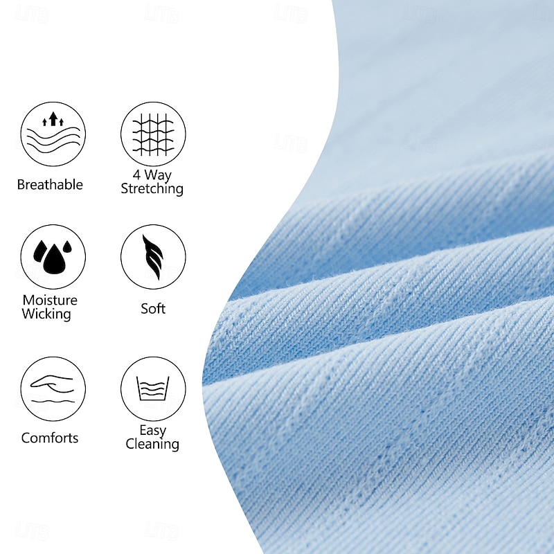 Men's Polo Golf Shirt Casual Holiday Ribbed Polo Collar Short Sleeve Fashion Basic Stripe Plain Button Quick Dry Summer Regular Fit Light Blue White Purple Khaki Polo3