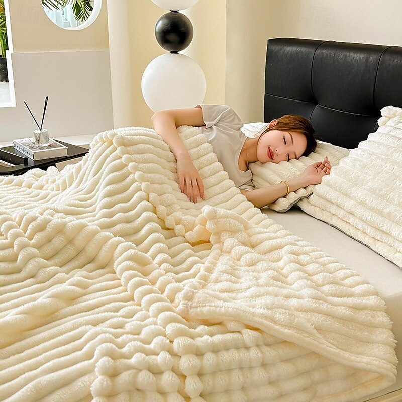 Blankets & Throws, Solid Color Polyester / Flannel Toison Warmer Soft Comfy Blankets2