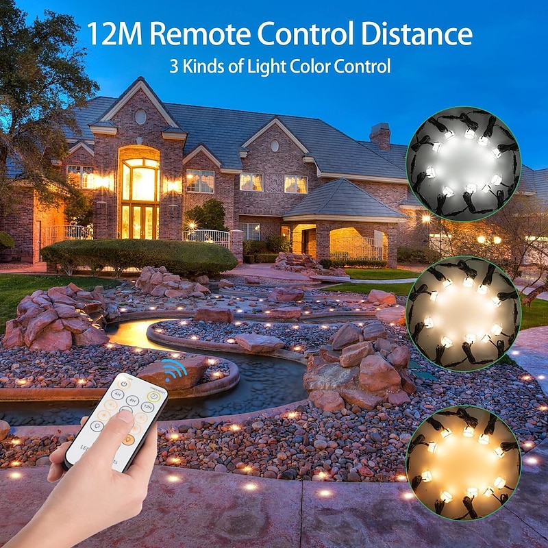 10PCS Embedded LED Deck Lights - Multi-Mode Tri-Color with RF Remote, IP67 Waterproof Ground Outdoor Landscape Lights for Outdoor Patio, Stairs and Pool2