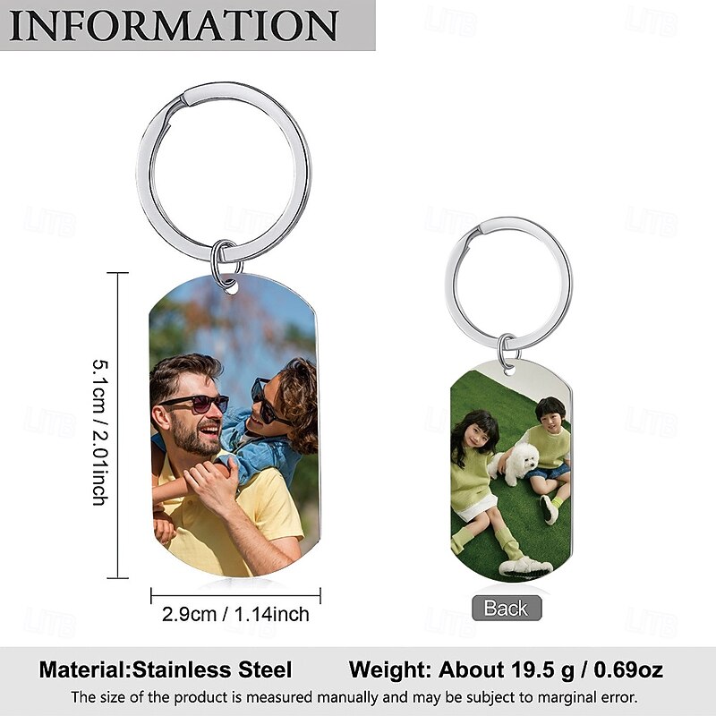 Personalized Double-Sided Photo Keychain – Custom Wedding Gift for Couple Stainless Steel Pendant Ornament Gift for Boyfriend, Girlfriend, Pet Memorial2