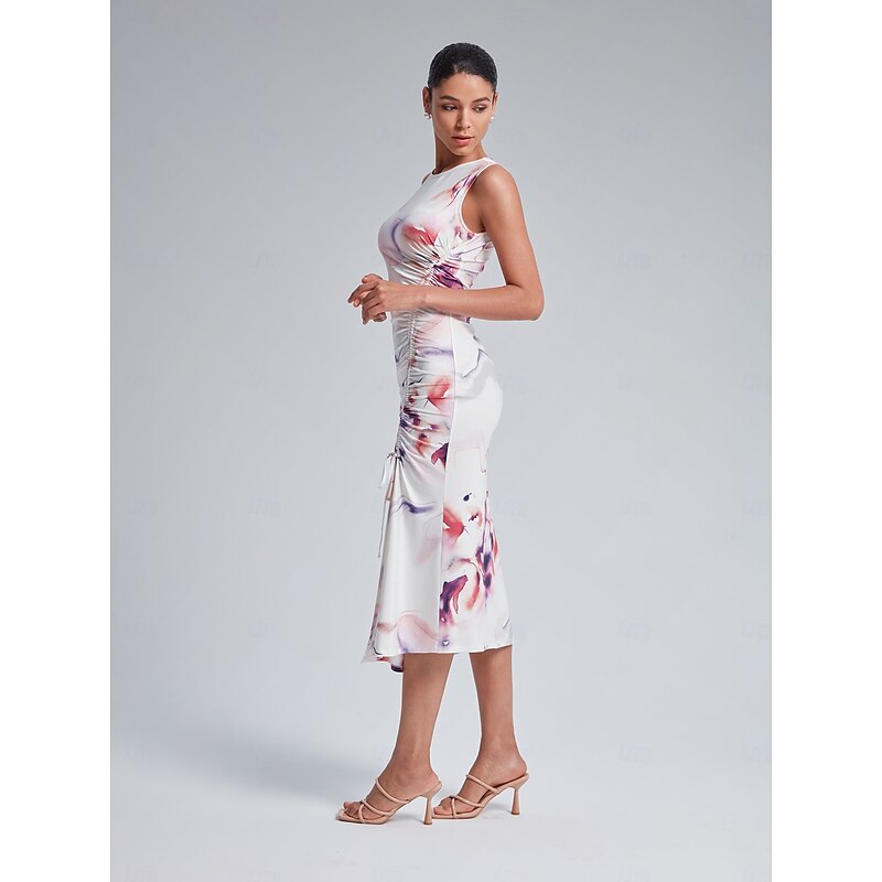 Ruched Drawstring Midi Dress2