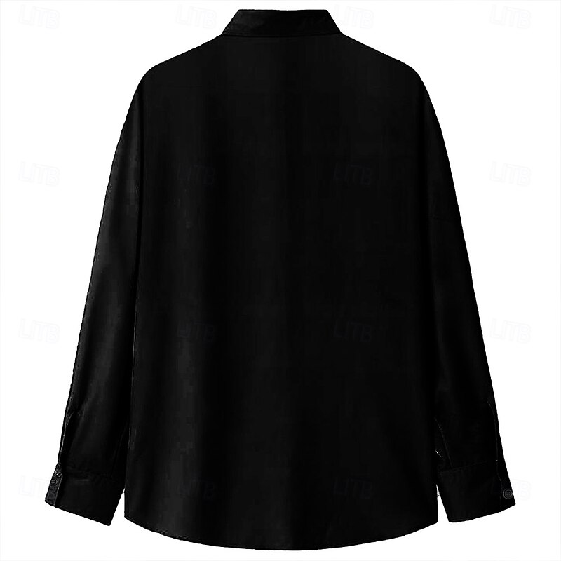 Men's Musical Instrument Western Shirt Long Sleeve Western Sports Outdoor Spring Fall Turndown Button Up Black2
