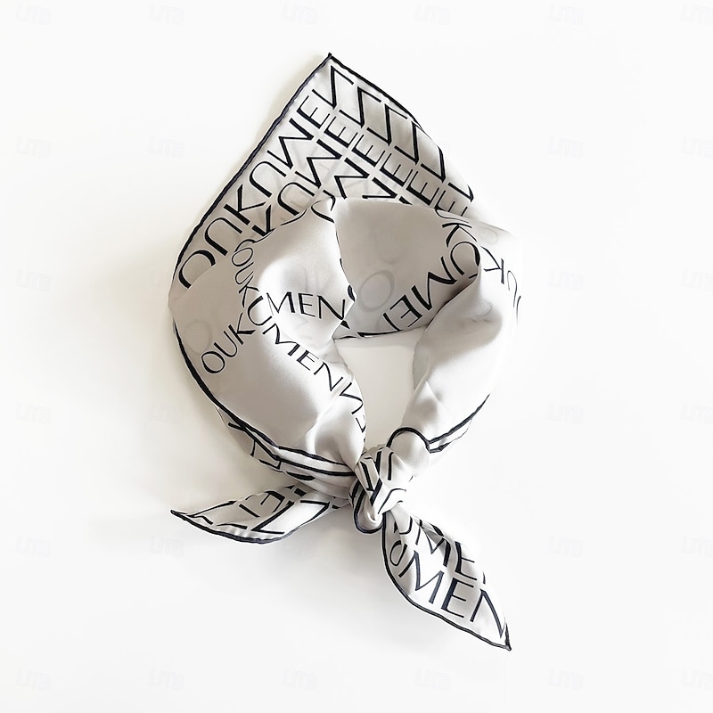 Men's 100% Silk Bandana Scarf Elegant Vacation Vintage Printing Graphic Grid / Plaid Letter Formal Wedding Vacation