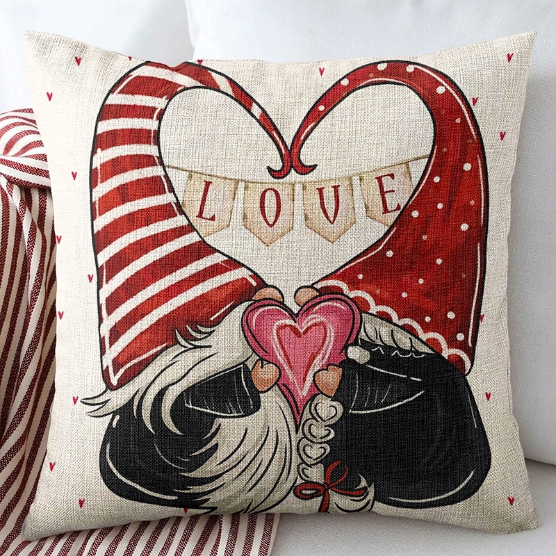 Wedding Heart Gnomes Decorative Toss Pillows Cover 1PC Soft Square Cushion Case Pillowcase for Bedroom Livingroom Sofa Couch Chair 24
