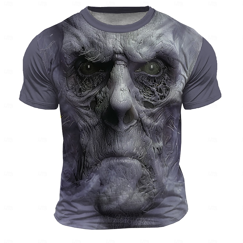 Men's Human face T Shirt Short Sleeve T shirt 3D Print Crew Neck Shirt Exaggerated Designer Party Holiday Black Blue Summer Spring Clothing Apparel S M L XL XXL XXXL2