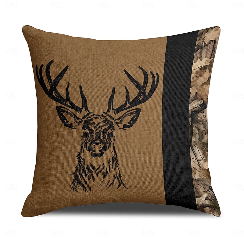 Vintage Tribal Reindeer Decorative Toss Pillows Cover 1PC Soft Square Couch Cushion Case Pillowcase for Bedroom Livingroom Sofa Chair4