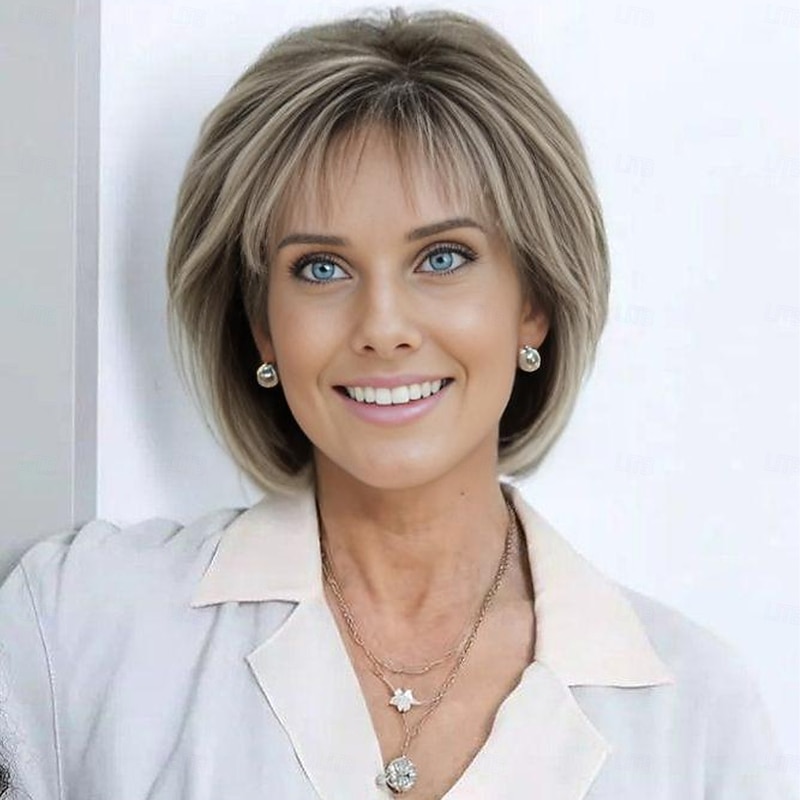 Jane Fonda Inspired Wigs Synthetic Wig Straight Short Bob Wig Short Blonde Synthetic Hair Women's Fashionable Design Soft Natural Blonde