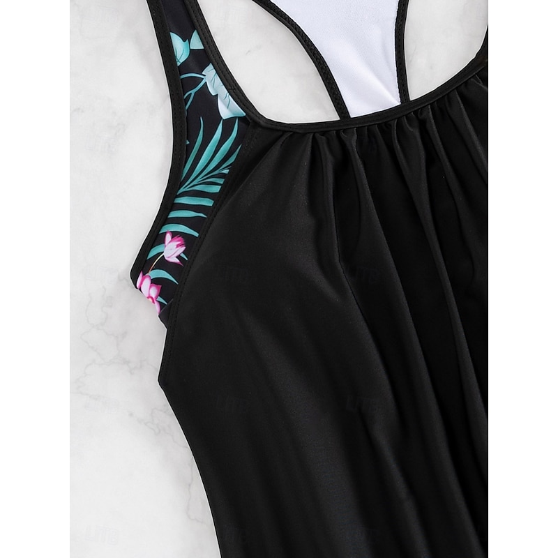 Women's Swimwear Tankini 2 Piece Shorts Swimsuit Backless Tummy Control High Waist Slim Vacation Beach Wear Floral Graphic U Neck Sleeveless Bathing Suits2