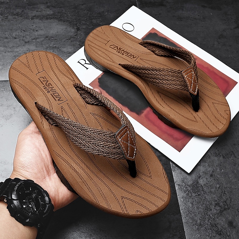 Men's Casual Flip Flops - Durable Textured Sole with Braided Straps for Beach, Pool and Everyday Summer Wear3