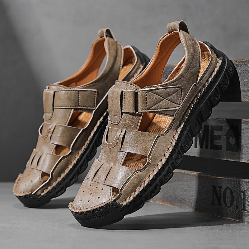 Men's Closed-Toe Suede Sandals - Lightweight Breathable Design with Adjustable Strap, Ideal for Summer Casual and Outdoor Activities2