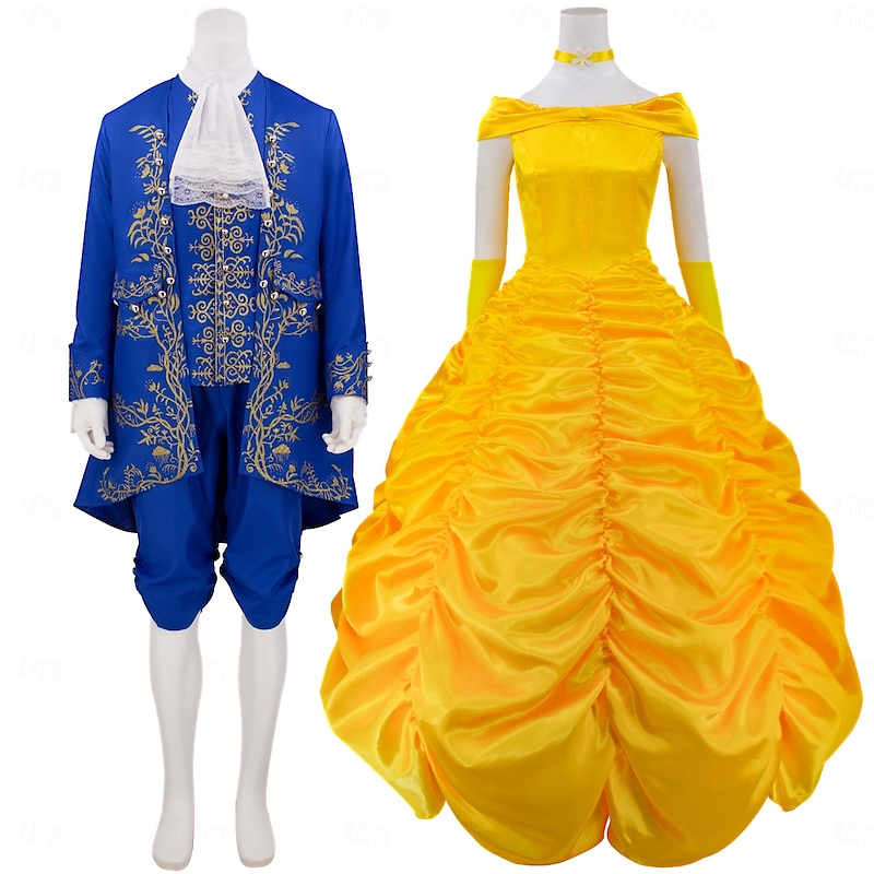 Prince Adam Princess Belle Halloween Outfits Suits & Blazers Prom Dress Beauty and the Beast Couples Carnival Costume Cosplay Adults' Men's Women's Halloween Carnival Performance Party Easy Halloween