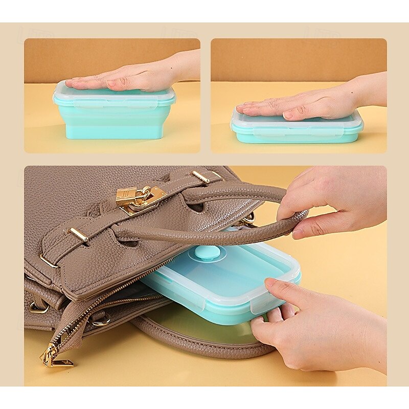 Silicone Collapsible Lunch Box / Microwave - Safe Camping Dinner Plate Bento Box / Refrigerator Storage Box & Food Container2