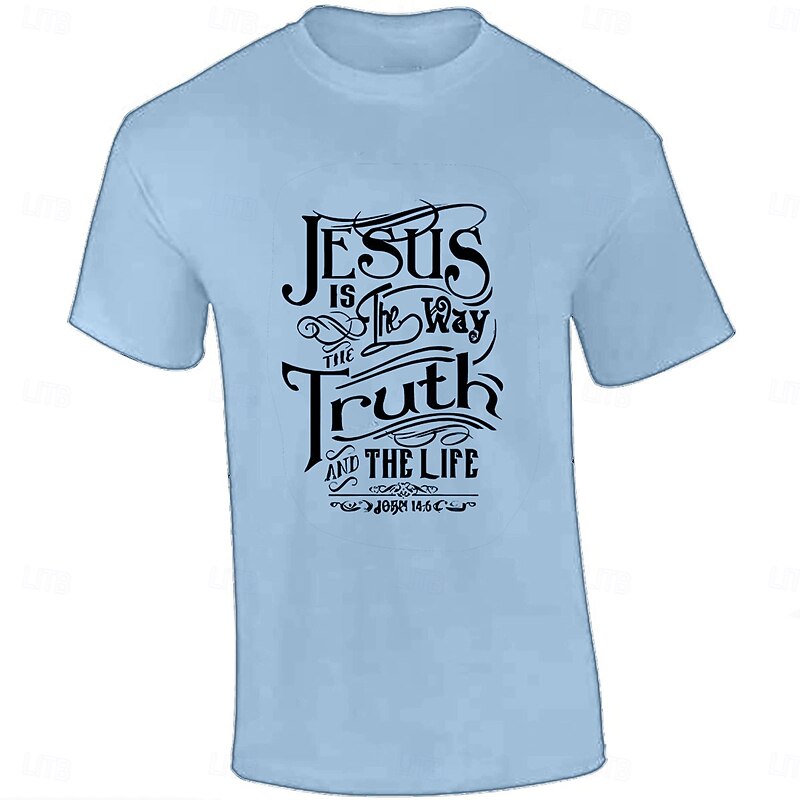 Men's Graphic T-Shirt - Jesus Is The Way The Truth And The Life John 14:6 Christian Faith Religious Scripture Tee2