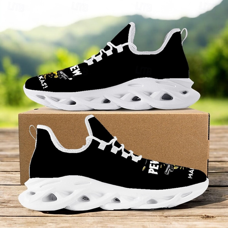 Men's Funny Graphic Print Flyknit Sneakers - Lightweight Breathable Casual Shoes for Running and Everyday Style4