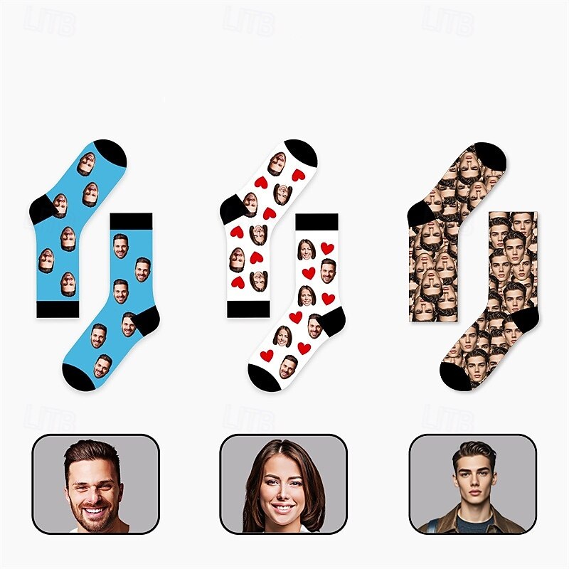 Personalized Custom Face Socks Custom Best Gift for Dad, Photo Crew Socks for Couple, Wedding, Birthday, Christmas, Pet Lovers, Family, Anniversary3