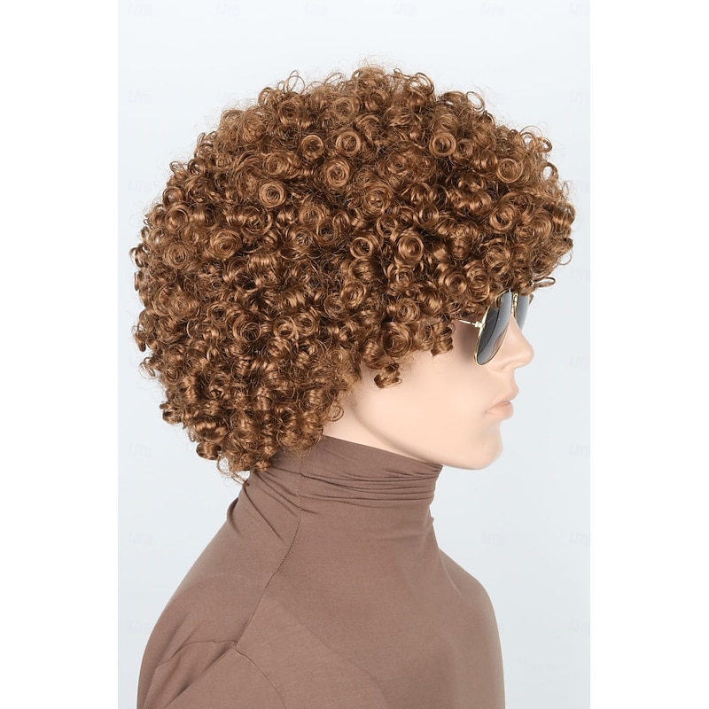 70s 80s Afro Wig Short Curly Wig for Men Women Halloween Disco Rock Wig Hippie Costume Wig For Carvinal4
