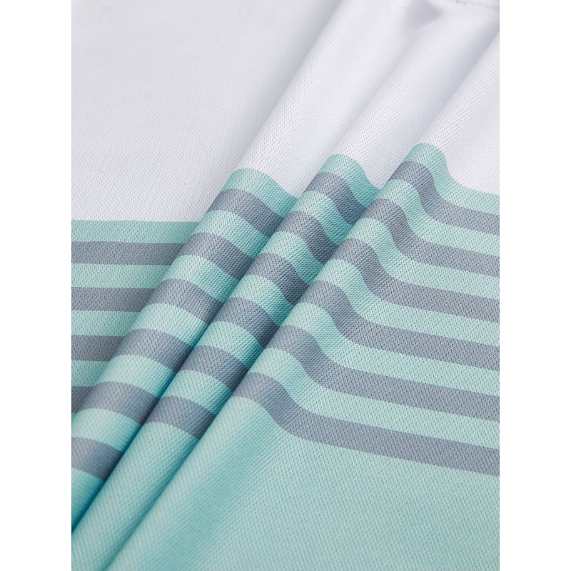 Men's Polo Business Polo Business Casual Lapel Classic Short Sleeve Color Block Stripes Buttons Summer Spring &  Fall Khaki Light Green Polo4