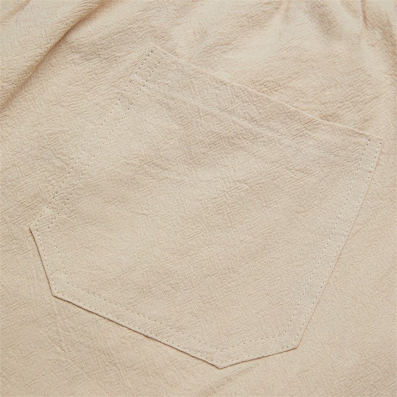 Men's Cargo Shorts Linen Shorts Summer Shorts Beach Shorts Drawstring Elastic Waist Multi Pocket Plain Comfort Breathable Knee Length Home Daily Beach Fashion Smart Casual White Navy Blue Inelastic4