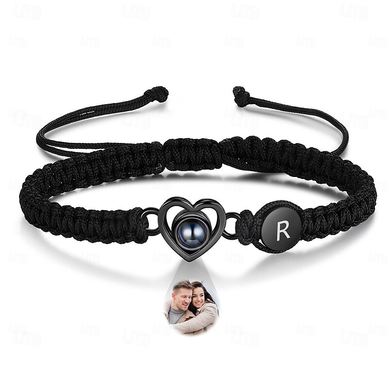 Personalized Photo Projection Bracelet Custom Best Gift for Mom Wedding Gift for Lovers with Customizable Photo & Letter Inlay