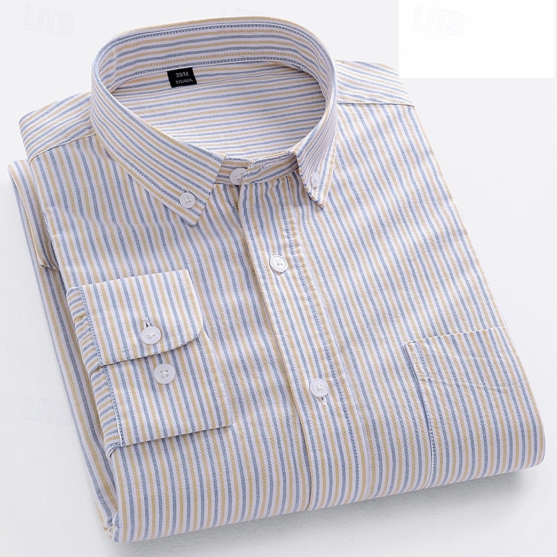 Men's Dress Shirt Plaid Formal Light Blue Yellow Blue Light Blue-White Long Sleeve Shirt Collar Spring, Fall, Winter, Summer Clothing Apparel Buttons