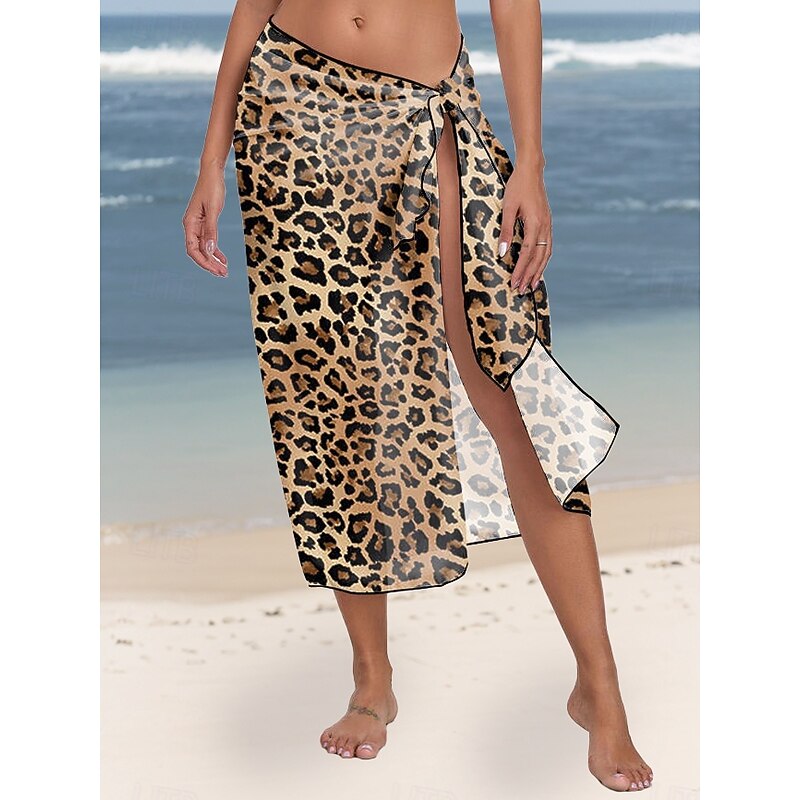 Women's Swimsuits Cover Up wrap Swimsuit Vacation Vintage Leopard Sleeveless Bathing Suits2