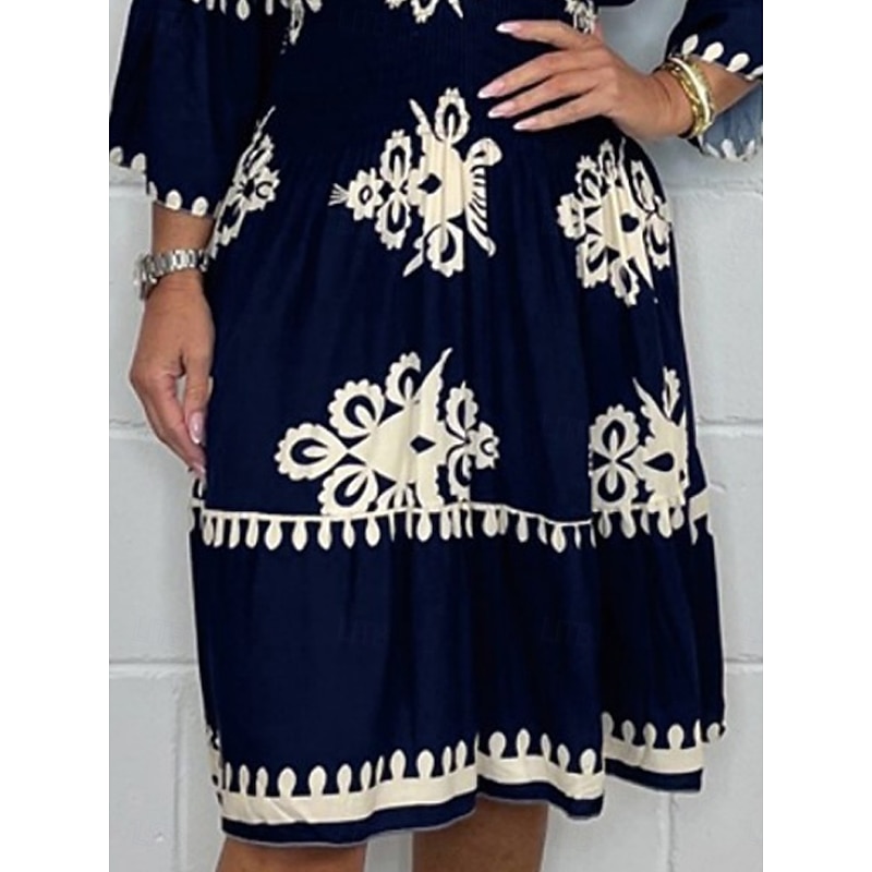 Women's Midi Dress Casual Dress Boho Chic Dresses Boho Dress Bohemia Casual Boho Vacation Daily Beach Loose Fit Graphic Long Sleeve V Neck Black Red Green Apricot Summer Spring3