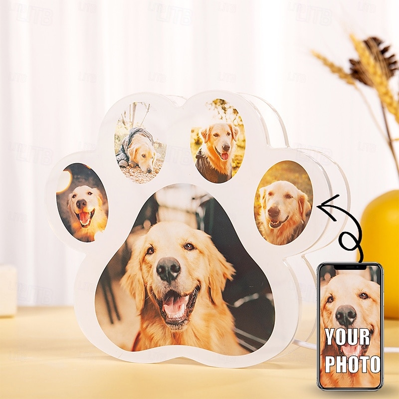 Personalized Acrylic Pet Night Light with Dedicated Photo Slot for Your Pet -  Customized Ideal Bedside Night Light and Room Decor 1pc