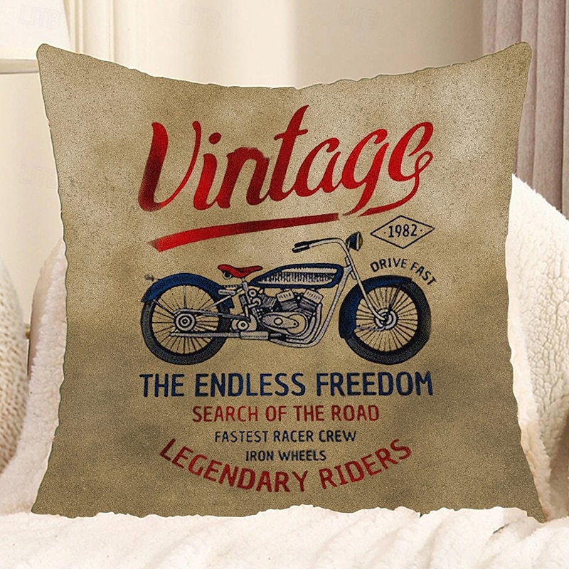Vintage Motocycle Decorative Toss Pillows Cover 1PC Soft Square Cushion Case Pillowcase for Bedroom Livingroom Sofa Couch Chair2